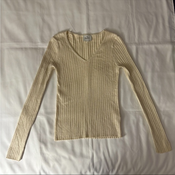 Pepe Jeans London Beige V-Neck Long Sleeve - Lyocell, Acrylic & Wool Blend - Picture 1 of 11